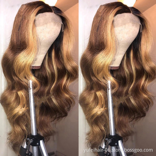 Hot Sale Honey Blonde Water Wave Curly Human Hair Wig, HD Lace Front Wig piano 4/27, Highlighted Lace Wigs For Black Women